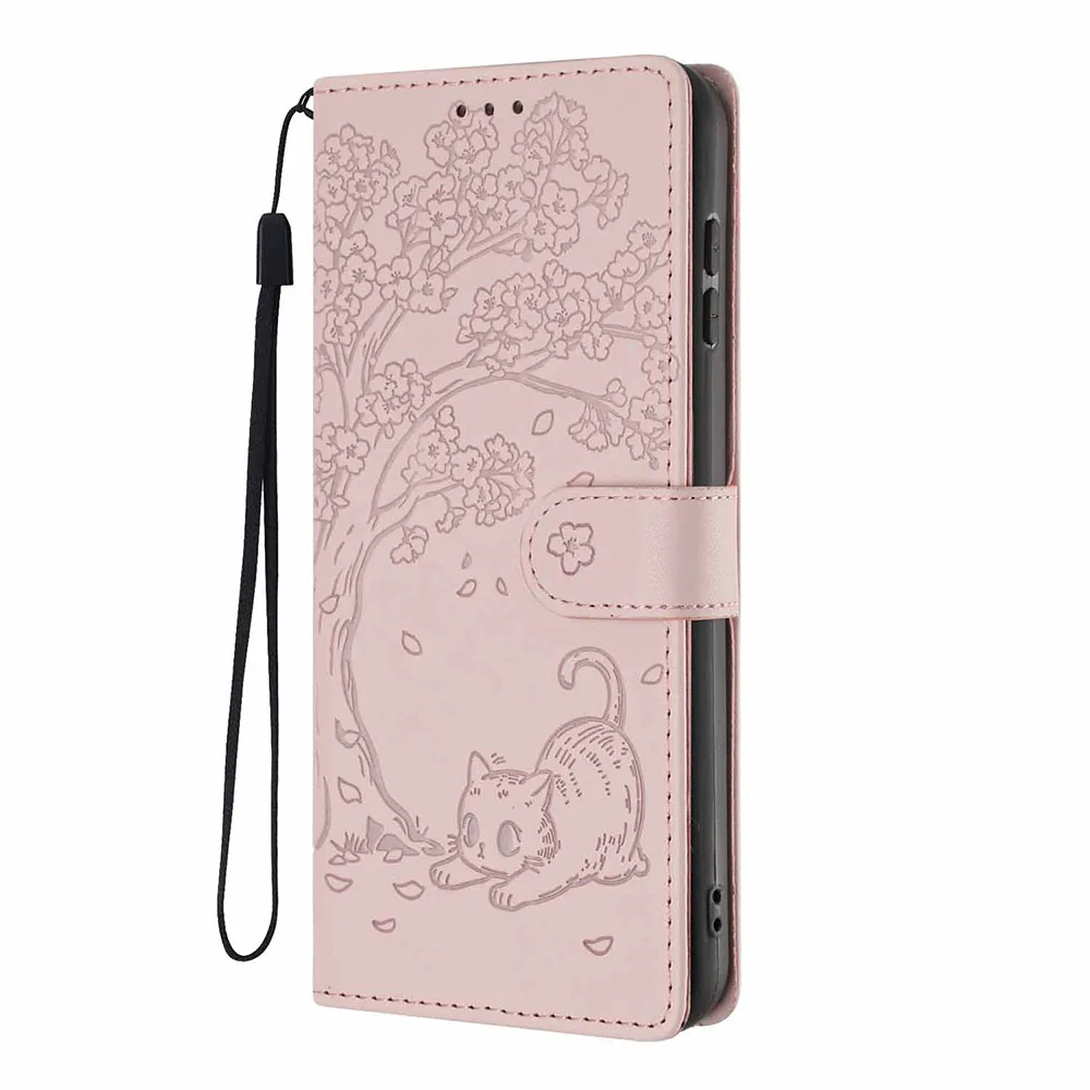 Tree Cat Leather Wallet Flip Case with Card Holder Cover