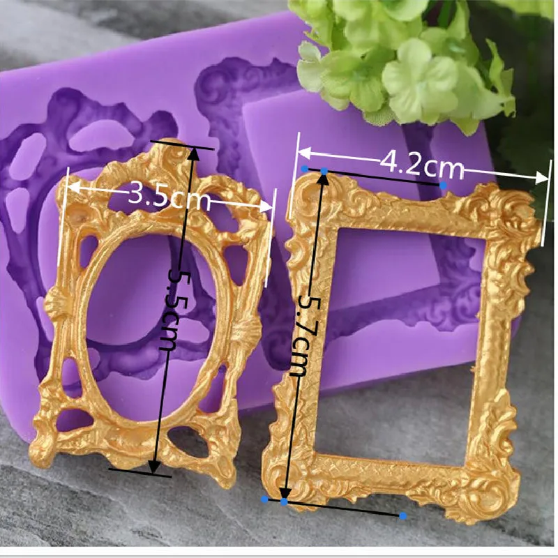 

Beautiful Frame Shape Silicone Mold Diy Fondant Cake Decorate Baking Tools Soft Pottery Clay Mould