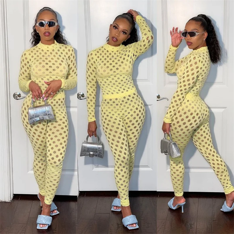 

Summer Spring Outfits Sexy Mesh Jumpsuits Women Long Sleeve Bodycon Rompers Jumpsuits Red White Black White One-piece Overalls