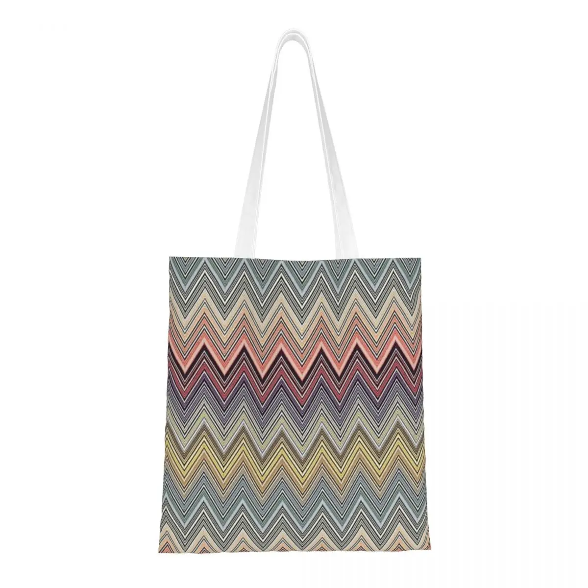 Fashion Print Pastel Home Zig Zag Shopping Tote Bags Borsa A Tracolla In Tela Portatile Camouflage Bohémien