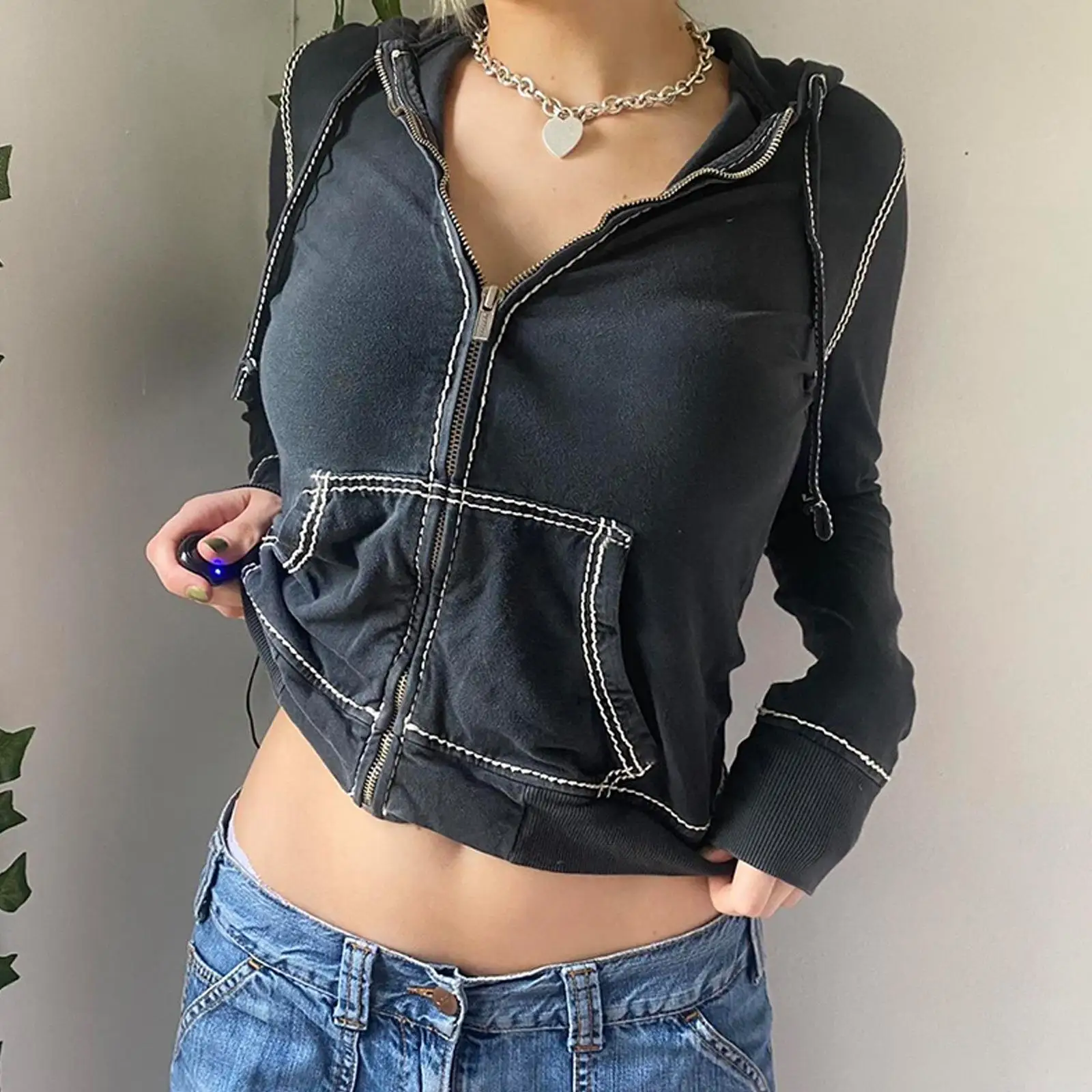 Women's Hooded Zipper Cardigan Sweatirt Jaet Sports Sle ort Coat Casual Faion Cotton Material  Color