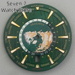 Universal Time Watch Dial with Green Luminous Features and Date Display (4)