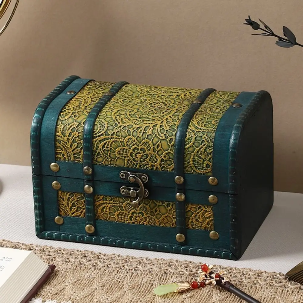 Antique Wooden Storage Box Wooden Carved Design Jewelry Keepsakes Box with Lid Antique Finish Organizers Case Wedding Gift