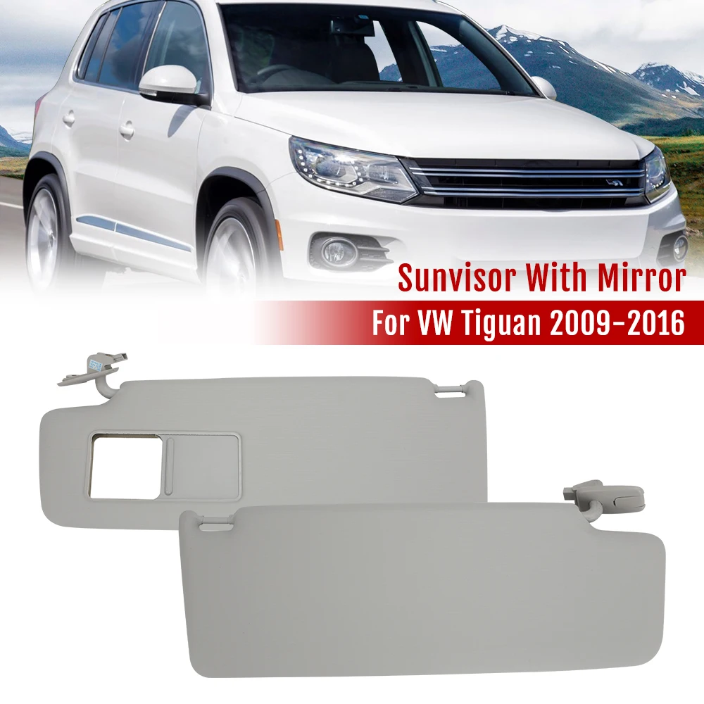 VW Tiguan 2009-2016 차량용 선바이저 미러 라이트 햇빛가리개 어셈블리, 왼쪽 오른쪽 승객 운전석 사이드 선바이저 액세서리