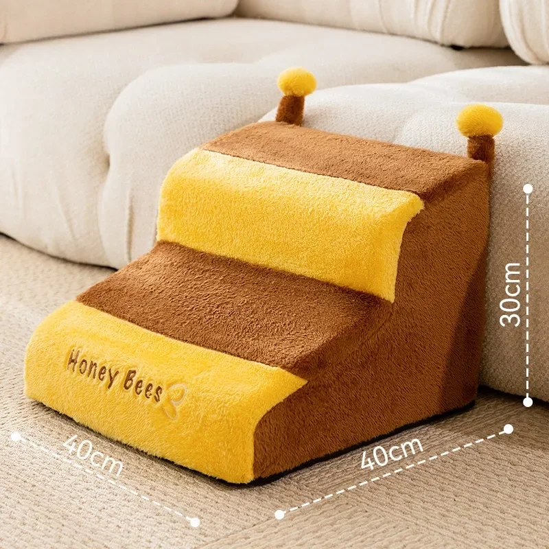 Pet Stairs for Dog Bees Cute Pets Climbing Stairs Sofa Staircase Cartoon Dog Ladder for Old Pet Supplies