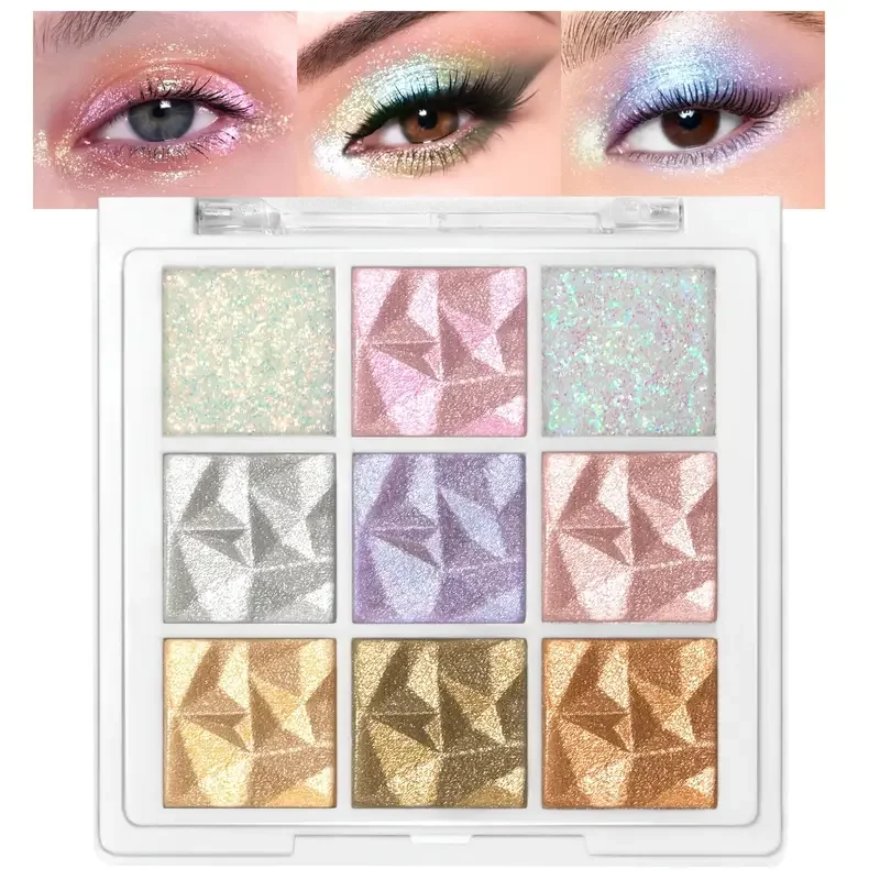 Schneeflocke 9-farben Lidschatten Palette Glitzer Und Perle Töne_voghion.com