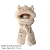 1Pc Cute Bear Ear Hat Scarf Gloves 3-in-1 Winter Warm Hedging Cap Women Windproof Plush Hat Scarf 6