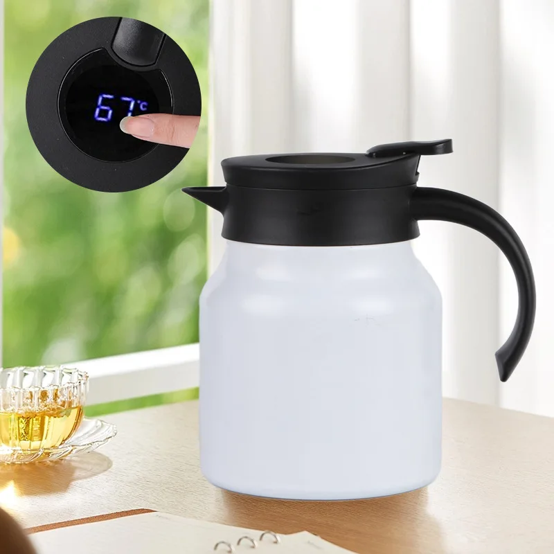 1L Portable Thermos Kettle Household Digital Display Glass Vacuum Flasks Large Capacity Hot Water Bottle Kitchen Thermal Kettle