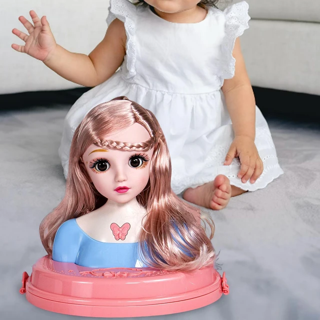 Kids Dolls Styling Head Makeup Comb Hair Toy Doll Set Pretend Play Princess  Dressing Play Toys For Little Girls Makeup Learning Ideal Present 