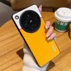 Ultrathin Contrasting Leather Camera Protection Case with Titanium Silver Border for OPPO Find X8 (PinS-SPSSJT-yellow)