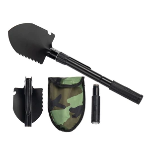 Military Shovel Portable Folding Mini Emergency Survival Compass Spade Entrenching Tool with Carrying Pouch for Camping Hiking