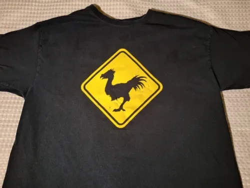 Final Fantasy Xv Chocobo Crossing Game Maglietta In Cotone Nero Taglia L Square Enix Maniche Lunghe O Corte