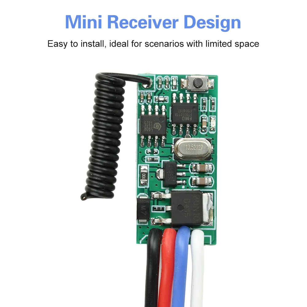 Modulo Interruttore Telecomandato RF 433MHz DC 3.6~24V, Ricevitore di Segnale a 1 Canale con Funzioni Istantanea/Attivazione e Mantenimento/Interblocco con Ritardo - immagine 4