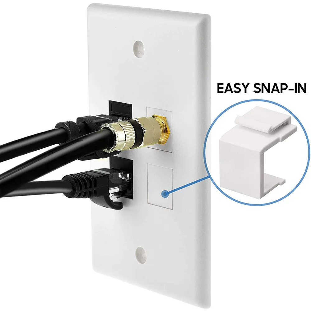 30-Pack Blank Keystone Jack Inserts for Keystone Wall Plate and Patch Panel-White