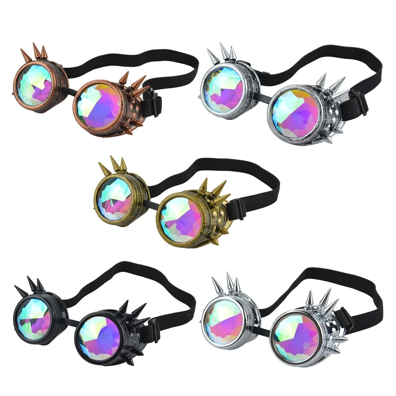Steampunk Goggles Sunglasses Men Women Kaleidoscope Glasses Rave Festival Holographic Retro