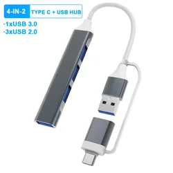 Versatile 8-in-2 High-Speed USB-C Hub with USB 3.0 and OTG Adapter (4-IN-2)