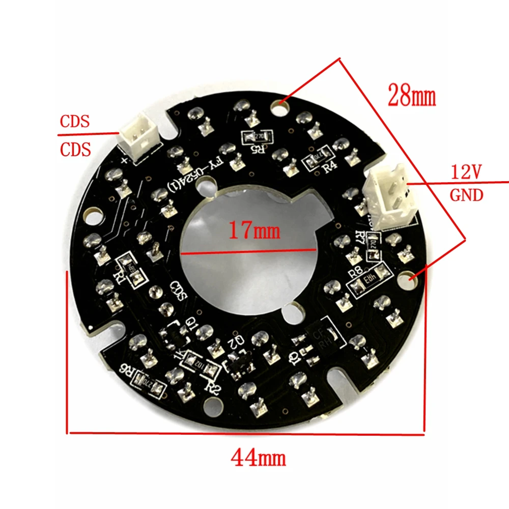 Panneau LED 90 degrés pour caméras de Surveillance accessoires de vidéosurveillance lumière infrarouge 24 Grain IR vision nocturne diamètre 44mm