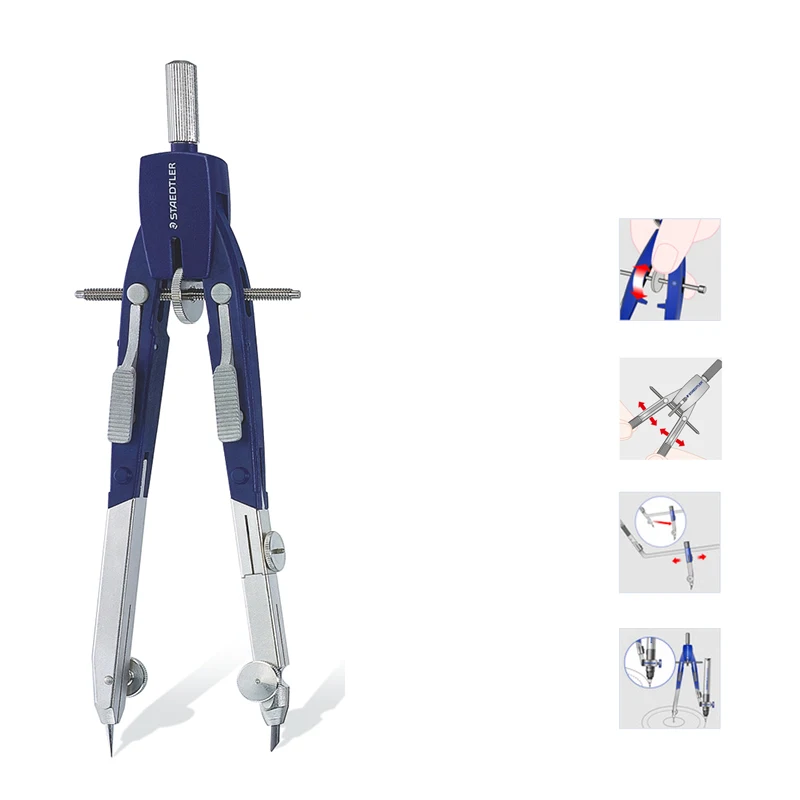 1 pc STAEDTLER 552 01 02 정밀 드로잉 금속 연필 나침반 전문 제도 도구 사무실 학생 용품