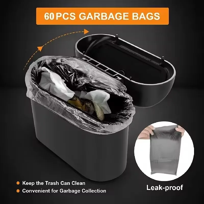 2 Cestini Porta Rifiuti Per Auto Con Coperchio E 60 Sacchetti Inclusi – Organizer Interno In ABS, Nero/Oro/Argento/Rosa