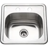 Hospitality 15 inch Stainless Steel 6 inch Deep Topmount 2-hole Bar Sink - 1515-6BS-1 1