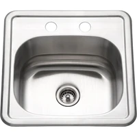 Hospitality 15 inch Stainless Steel 6 inch Deep Topmount 2-hole Bar Sink - 1515-6BS-1 1