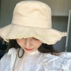 Fisherman Pink Panama Hat Fashion Solid Color Women's Folding Bucket cap High Quality Cotton caps Sunscreen Beach Hats 378554