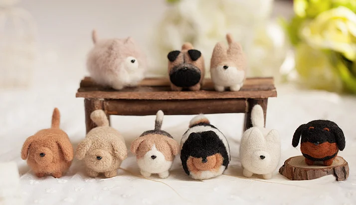 Needle Felting Kit No face dog cartoon animal set wool needlepoint kit wool felt needle felting decoration craft needlecraft DIY handmade
