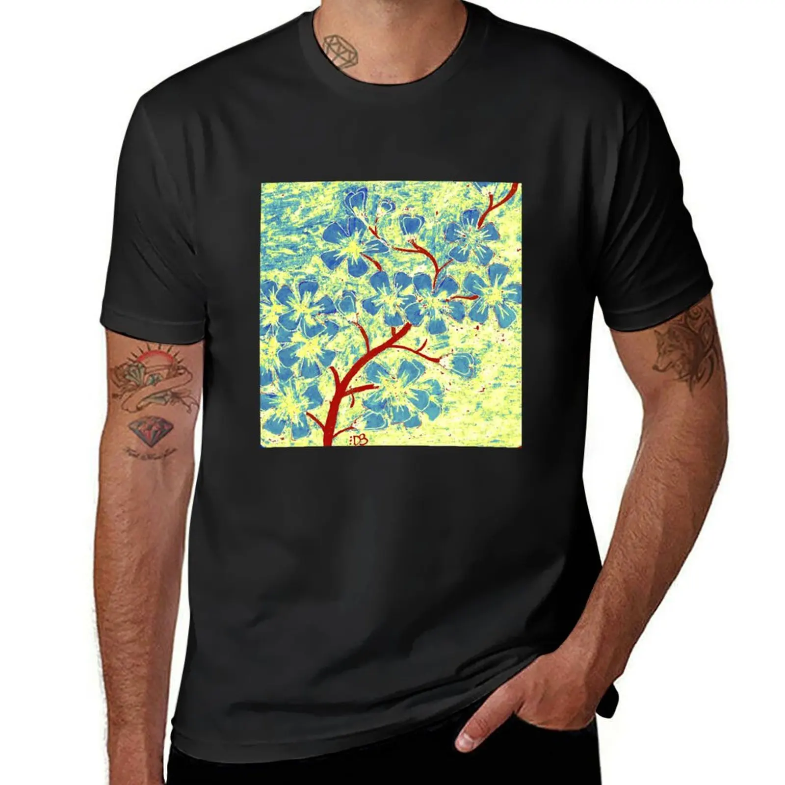 

Blue Flowers of Happiness T-Shirt sublime vintage mens white t shirts