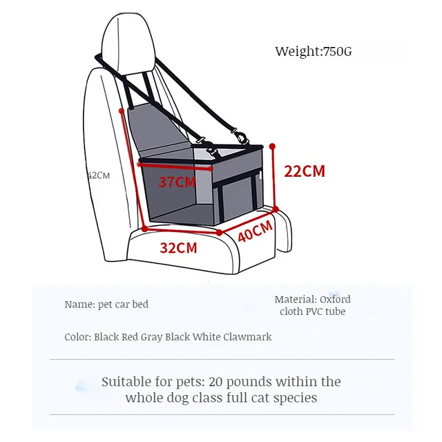 Foldable Dog Car Seat Puppy Booster Seat for Car Front Seat with Storage Pockets Pet Booster Car Seat for Small to Medium Dog 6