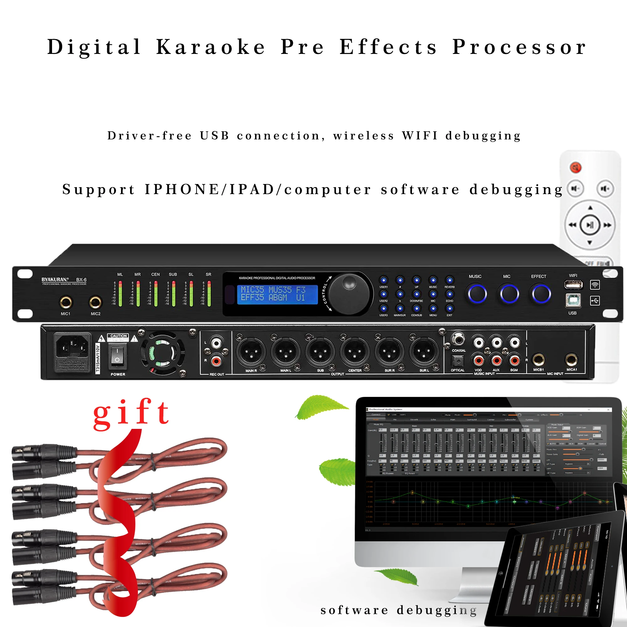 BX6ProfessionalDigitalKTVPreeffectorAudioEchoEffectProcessor