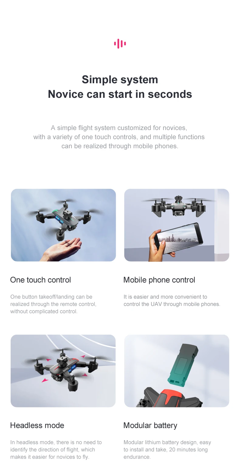KY605 Pro Drone, simple system novice can start in seconds a simple flight system customized for
