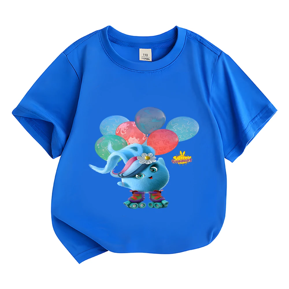 

Anime Blue Sunny Bunnies Children's Tshirt Cute Rabbit Cartoon Print Girls T-shirts Summer Fun Boys T Shirt Fashion Toddler Tops