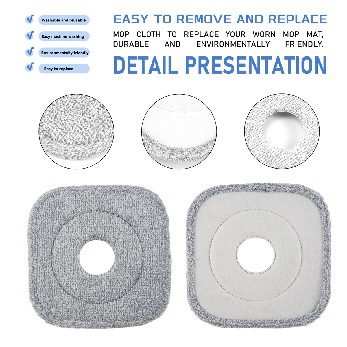 8Pcs Mop Cloth for Mop Squeeze Mop Automatic Separation Rotating Cleaning Floors Mop Pads Cloth 5