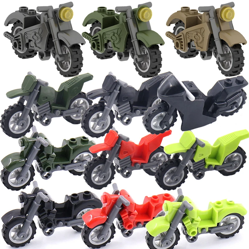 Military Motorrad Baustein Fahrzeug Modell Figuren Zubehör Soldaten WW2 Transport Anlage Polizei SWAT Spielzeug – Detail 6