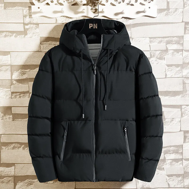 

Warm Thick Coat Mens Parkas 2022 Men Winter Windproof Hooded Parka Jackets Solid Color Casual Fashion Zipper bread Clothes Coats