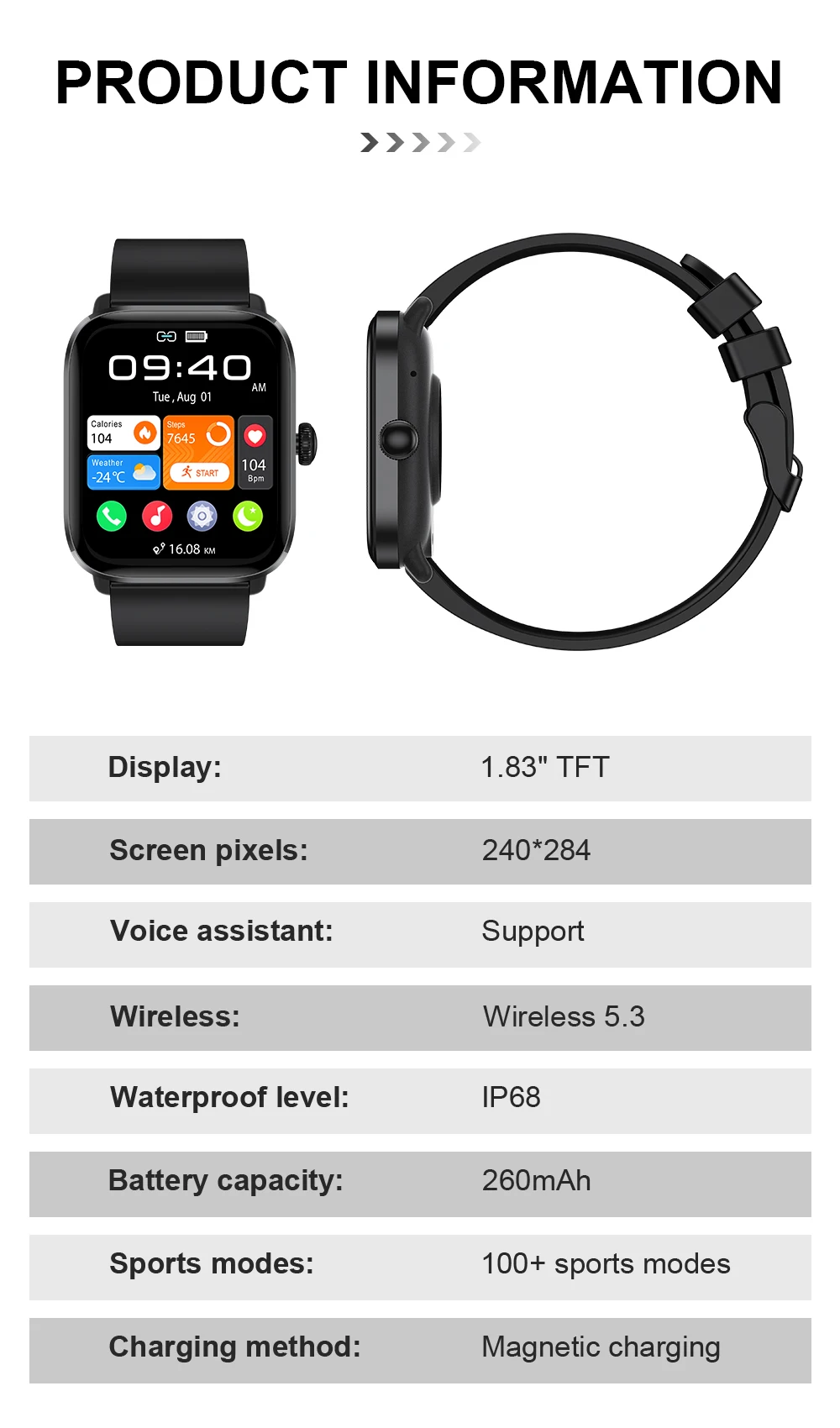 LIGE Women Smart Watch 1.83”Full Touch Screen Heart Rate Bracelet Sports Fitness Tracker Ladies Smartwatch For Android IOS +Gift