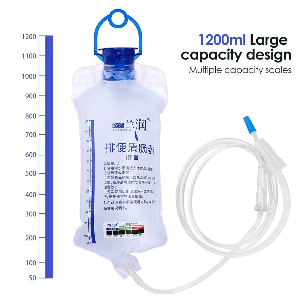 Rectal Enema for Cleaning 1.2L Protable Enema Bag Kit Safety Health Vaginal Anal Silicone Water Colon Cleansing Enteroclysm