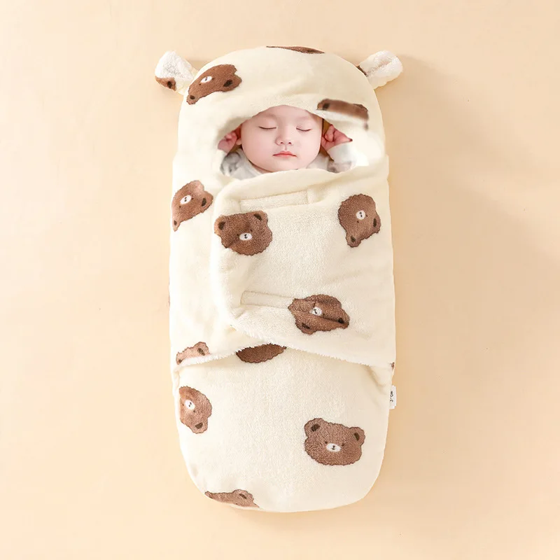 Newborn Baby Quilt Autumn Winter Style Cartoon Single Room Package Wrapped Quilt Cover Animal Pattern Pure Color Velvet Material