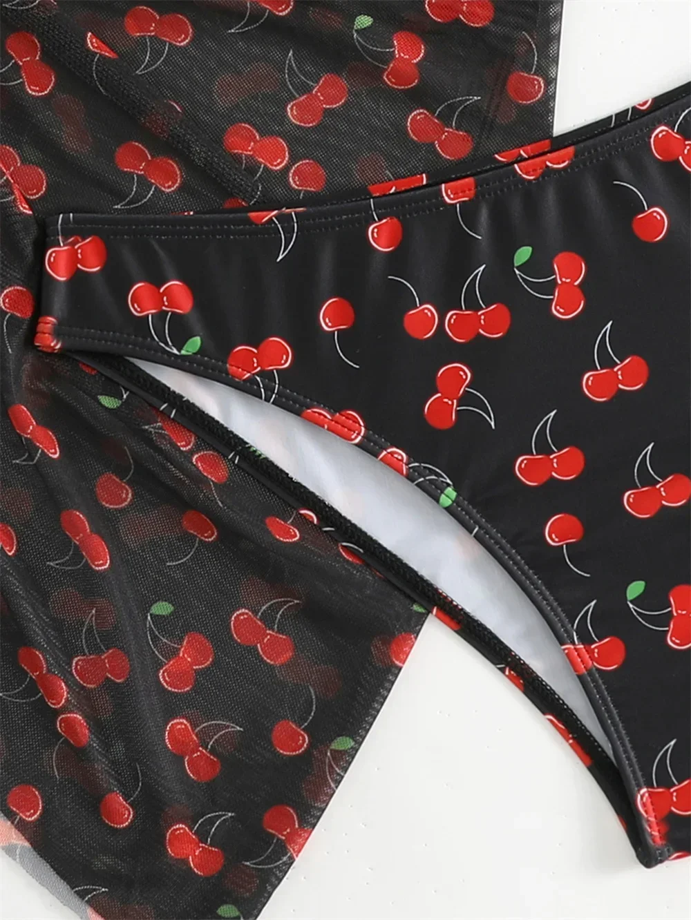 [TOOMUCHTAX] / ☆ BLACK CHERRY BIKINI Black Cherry Bikini String Triangle Sexy Swimsuit Thong Mesh