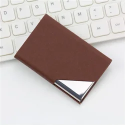 Premium Magnetic PU Leather Card Holder Wallet - Elegant Business and Fashion Accessory (Brown)