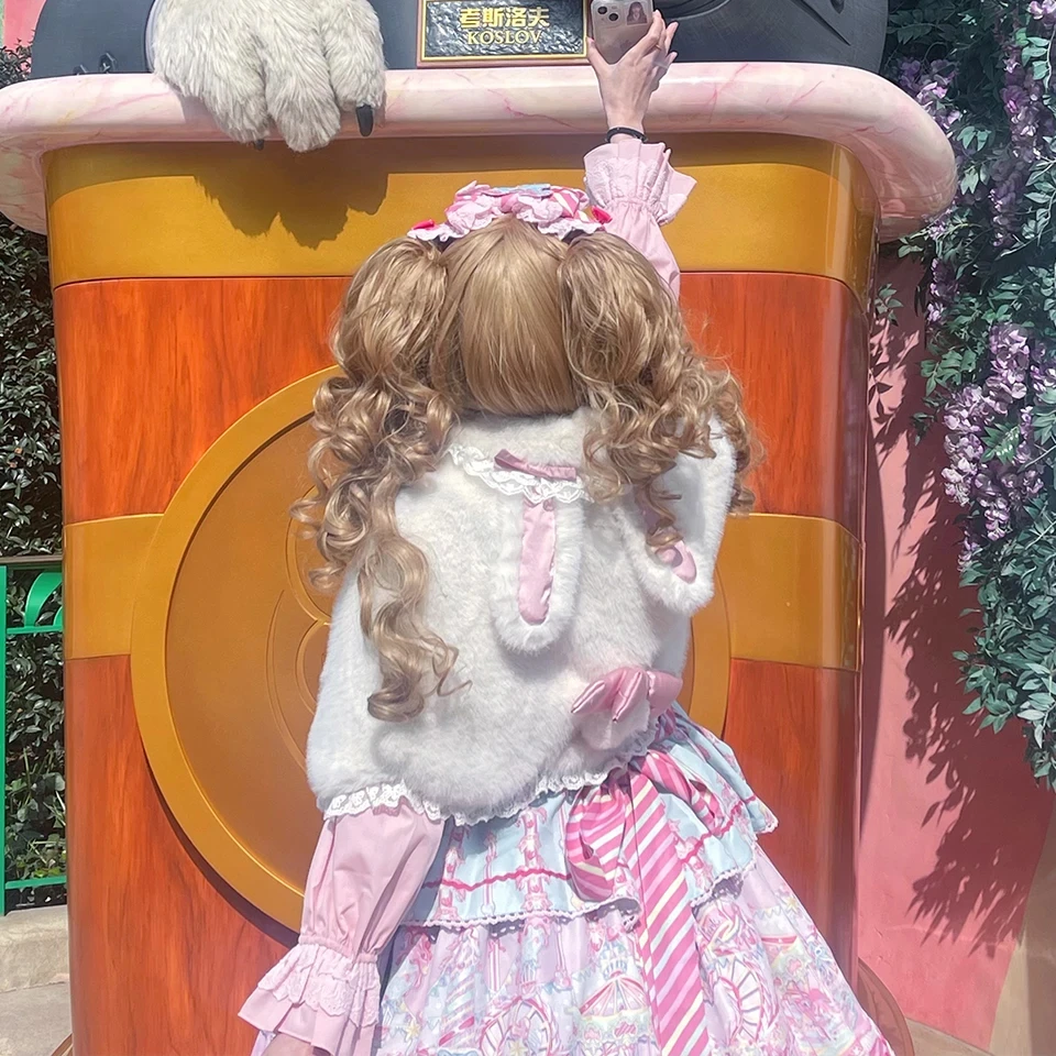 Synthetic Blonde Bob Wig for Women with Curly Ponytail