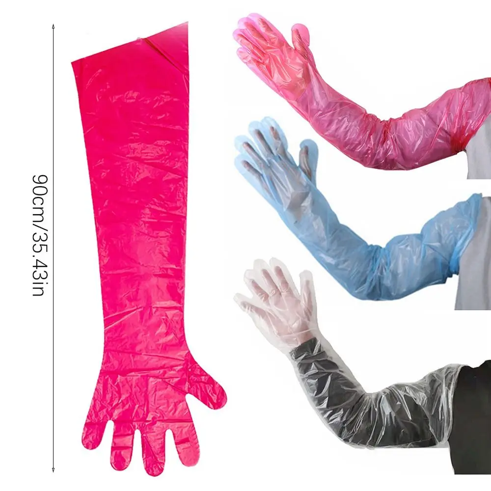 Disposable Long Arm Glove Plastic Film Farm Cattle Sheep Glove Vet Plastic Veterinary Supplies 50PCS