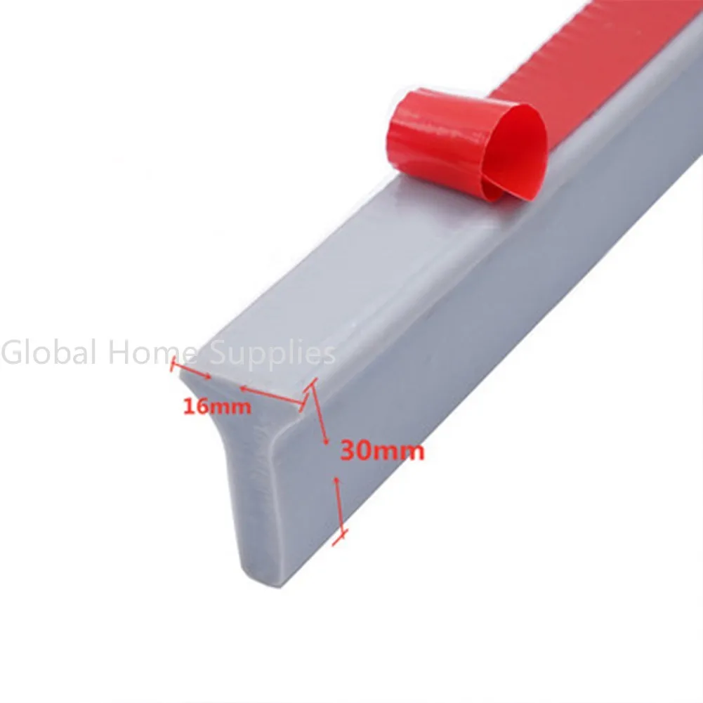 Rubber Silicone Shower Barrier Water Stopper Bathroom Waterproof Strip Water Retaining Strip Bendable Door Bottom Sealing Strip