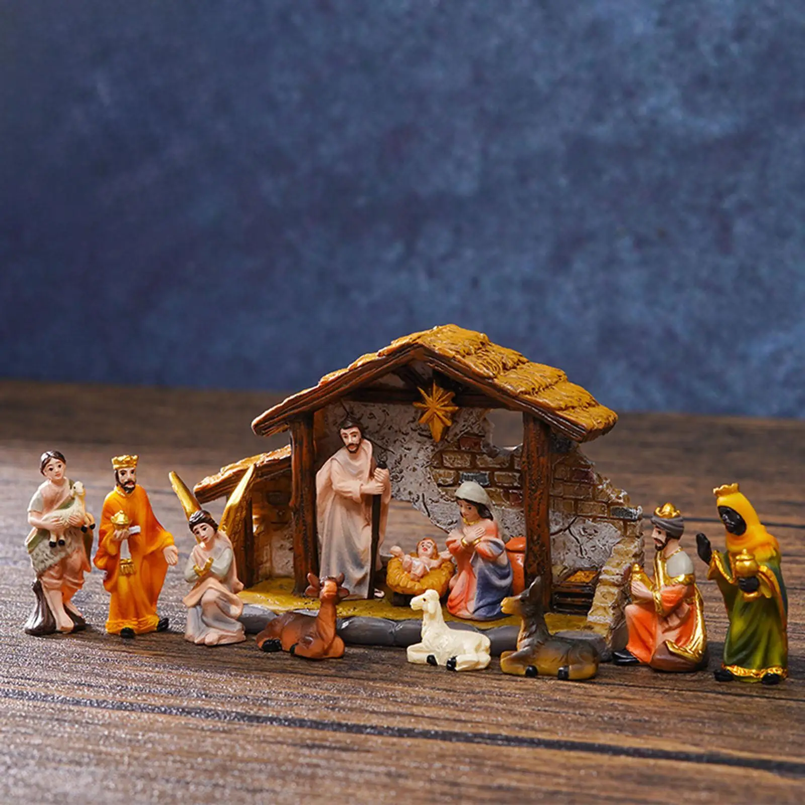 Christmas Nativity Scene Set Handmade Decorative Xmas Statue, Tabletop Decoration for Office, Desk Christmas Nativity Scene Set Handmade Decorative Xmas Statue, Tabletop Decoration for Office, Desk