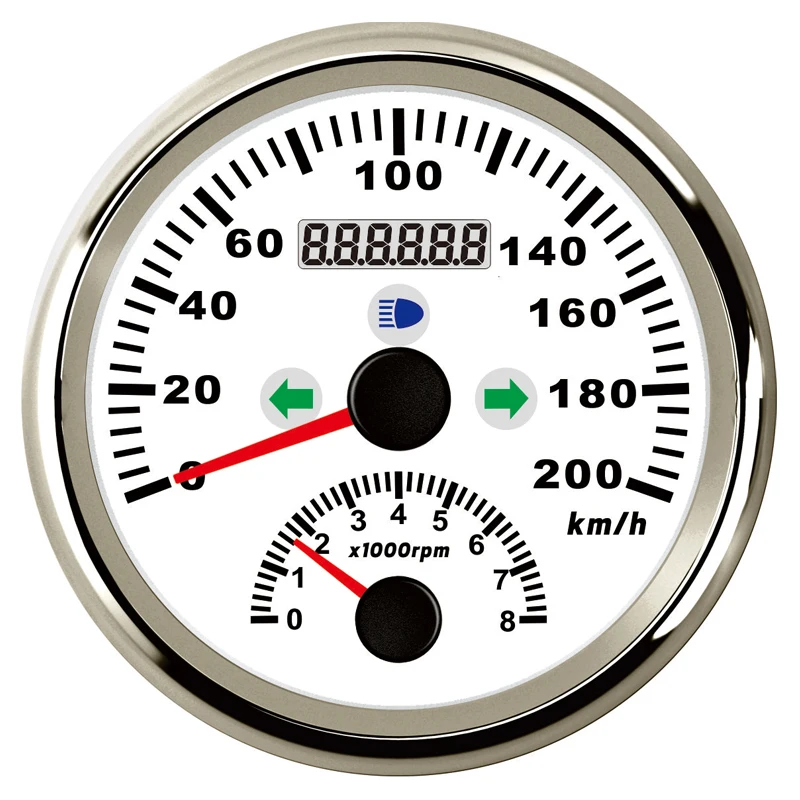 

Тахометр 2 в 1 с красной подсветкой, 85 мм, 0-200 км/ч