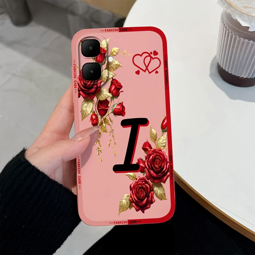 Rose Flower Letter Matte Silicone Shockproof Protective Phone Case