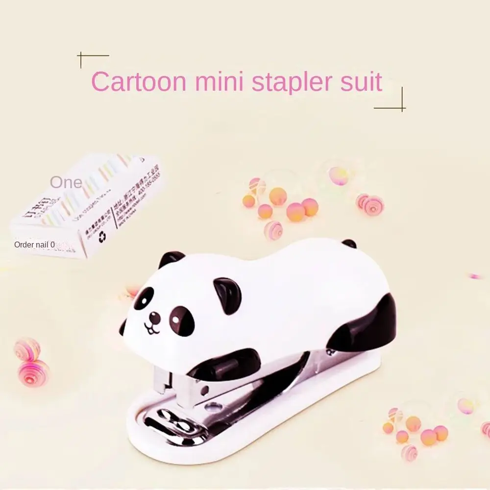 Cartoon Stapler Set Student Prize Mini Cute Paper Binding Panda Shaped Portable Book Binder Students