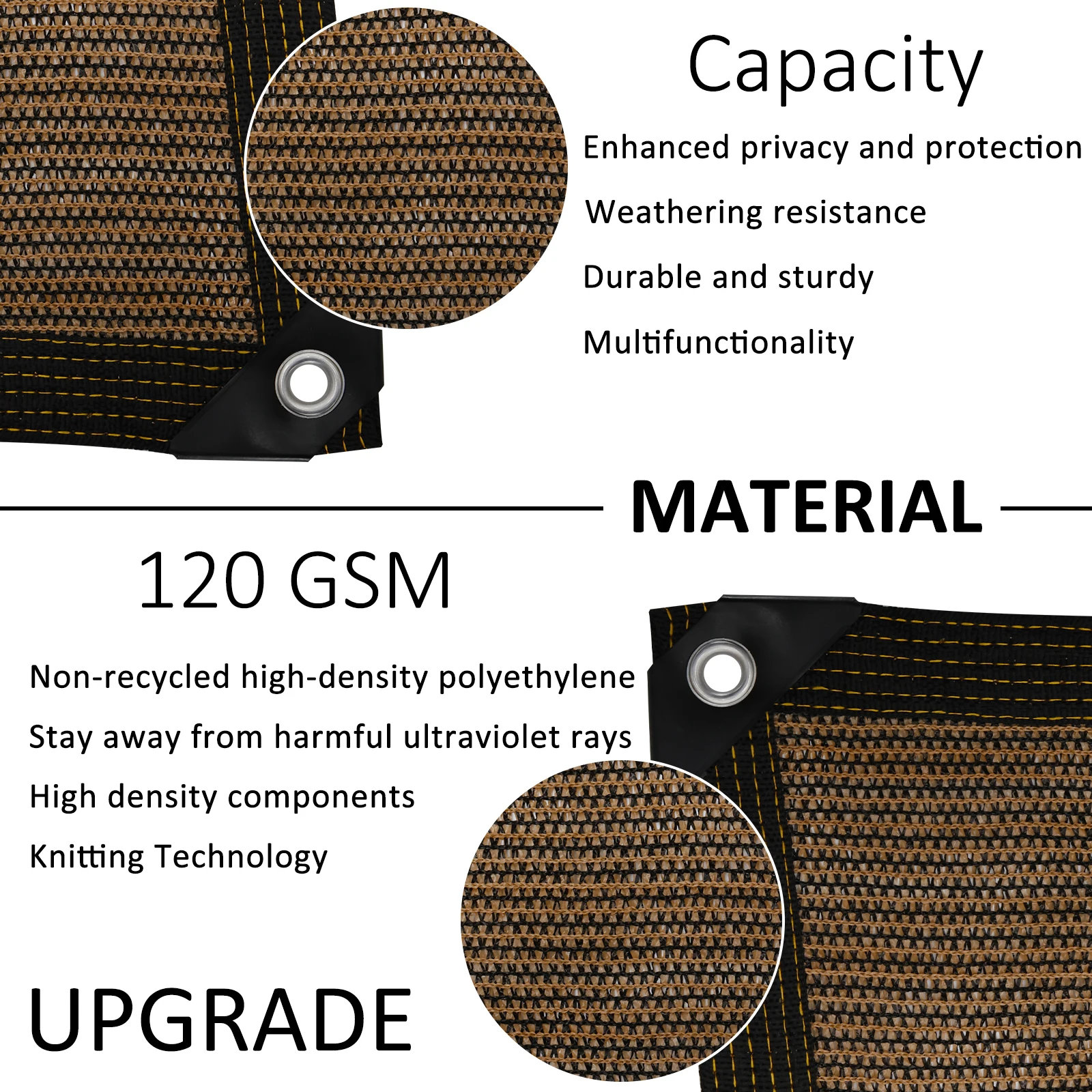 Privacy Fence Screen 120GSM Mesh Shade Net Cover with 50 Zip Ties and 10m Rope 100x600cm Effective Shading Fence Panels for Yard