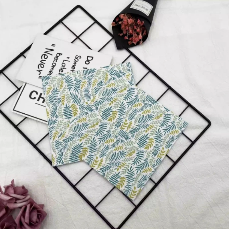 Colorful Printed Napkins 2 Ply Leaf Flower Paper Party Wedding Folding Disposable Wine Glass Placemats 20pcs/pac 33*33cm Cheap
