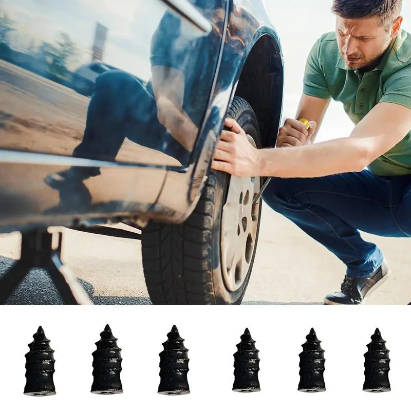 Car Rubber Screw Tire Plugs Portable Repair Nail Screws Quick Puncture Repair Tools Car Tyre Puncture Repair Kit Car Accessories tire repair plugs and glue tire patch kit heavy duty supplies for flat tire punctures repair black rubber puncture repair